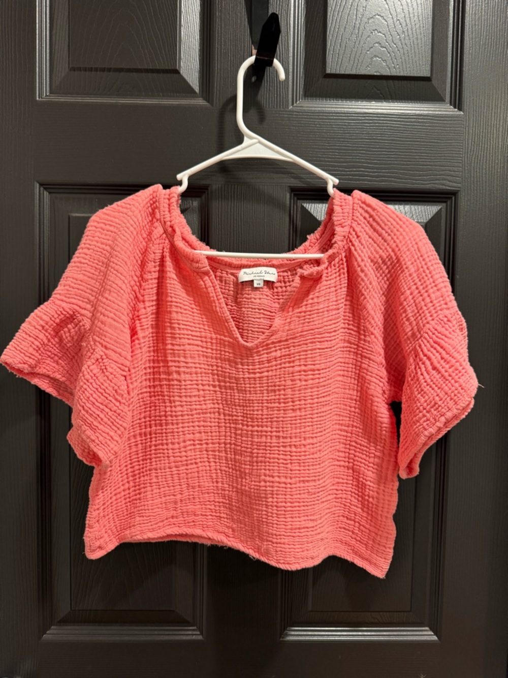 Michael Stars Coral Textured Gauze Boxy Crop Top